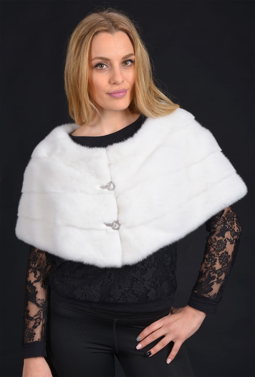 SAGA ROYAL White Mink Fur stole 