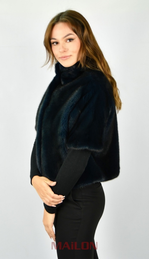 SAGA ROYAL Blue Mink Fur Bolero Jacket - Size Small/Medium