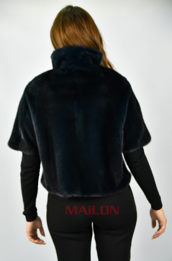 SAGA ROYAL Blue Mink Fur Bolero Jacket - Size Small/Medium