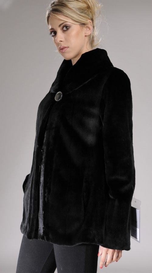 Sheared Black Mink fur jacket - Size Medium