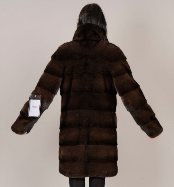 Demi Buff brown Mink jacket with pelts across