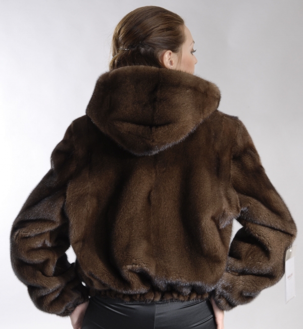 Hooded Demi Buff mink jacket - Size Small